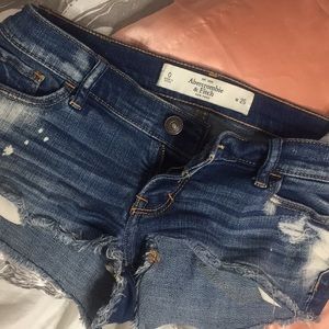 Distressed paint splattered Abercrombie shorts